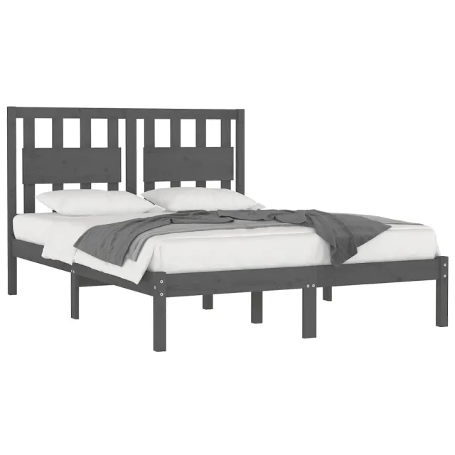 Cadre de lit sans matelas gris bois massif 200x200 cm