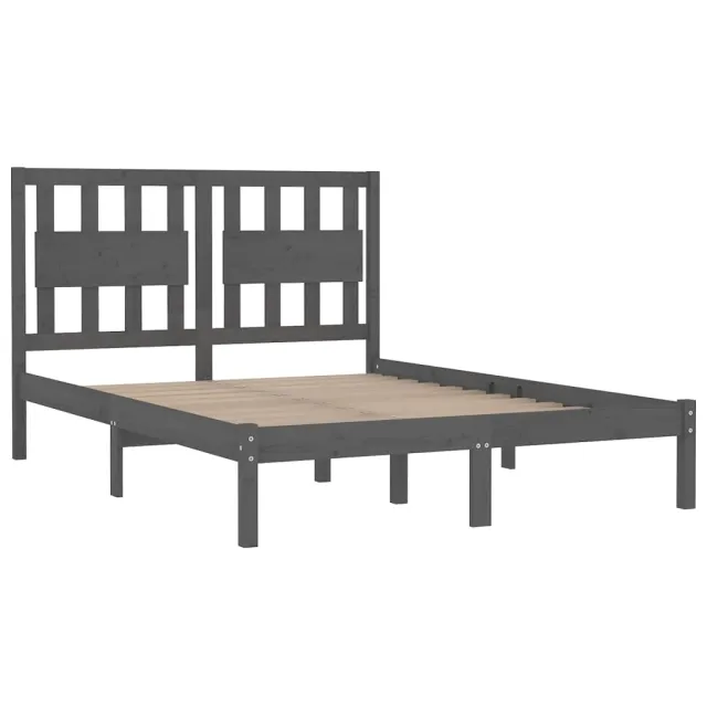 Cadre de lit sans matelas gris bois massif 200x200 cm