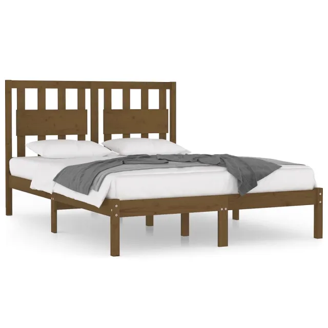 Cadre de lit sans matelas marron miel bois massif 200x200 cm