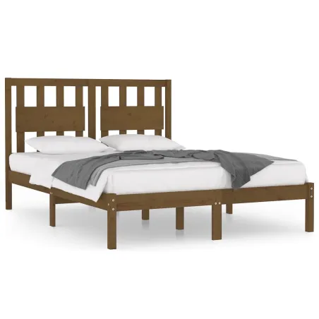 Cadre de lit sans matelas marron miel bois massif 200x200 cm