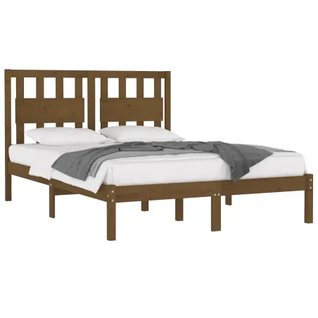 Cadre de lit sans matelas marron miel bois massif 200x200 cm
