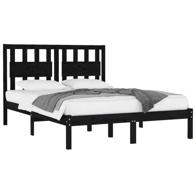 Cadre de lit sans matelas noir bois massif 200x200 cm