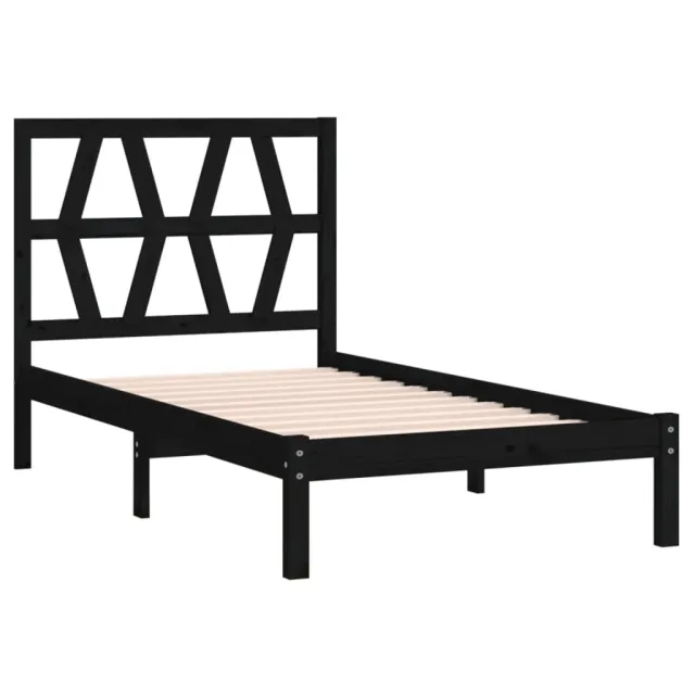 Cadre de lit sans matelas noir bois massif