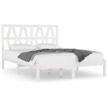 Cadre de lit sans matelas blanc bois massif 2