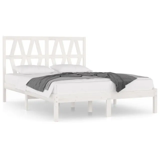 Cadre de lit sans matelas blanc bois massif 120x200 cm