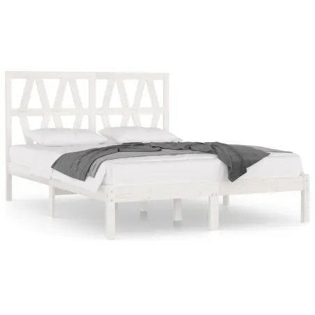 Cadre de lit sans matelas blanc bois massif 120x200 cm
