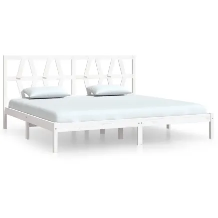 Cadre de lit sans matelas blanc bois massif 200x200 cm 2