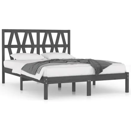 Cadre de lit sans matelas gris bois massif 200x200 cm 2