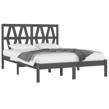 Cadre de lit sans matelas gris bois massif 200x200 cm
