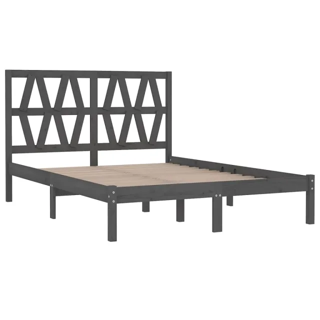 Cadre de lit sans matelas gris bois massif 200x200 cm