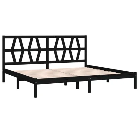 Cadre de lit sans matelas noir bois massif 200x200 cm
