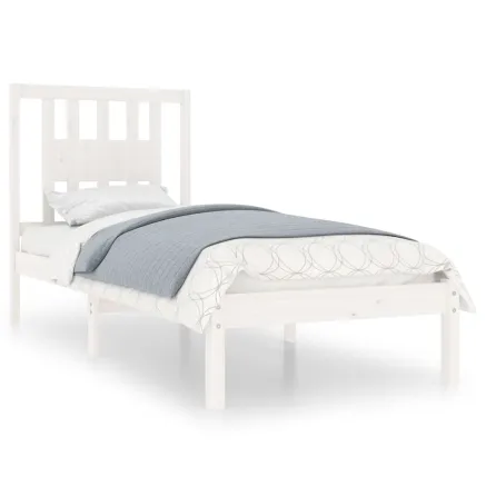 Cadre de lit sans matelas blanc bois massif 2