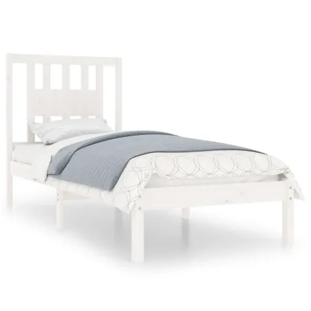 Cadre de lit sans matelas blanc bois massif