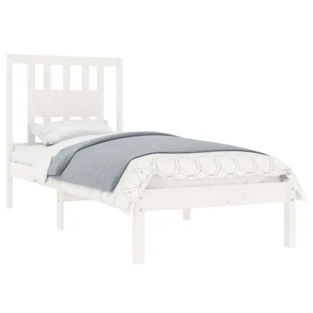 Cadre de lit sans matelas blanc bois massif