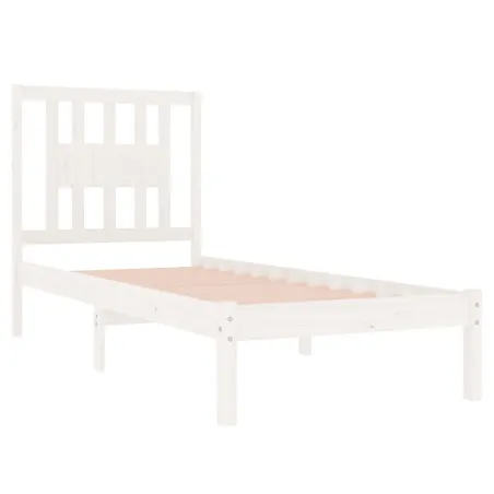 Cadre de lit sans matelas blanc bois massif