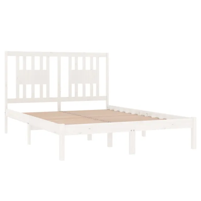 Cadre de lit sans matelas blanc bois massif