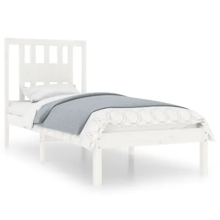 Cadre de lit sans matelas blanc bois massif 90x200 cm 2