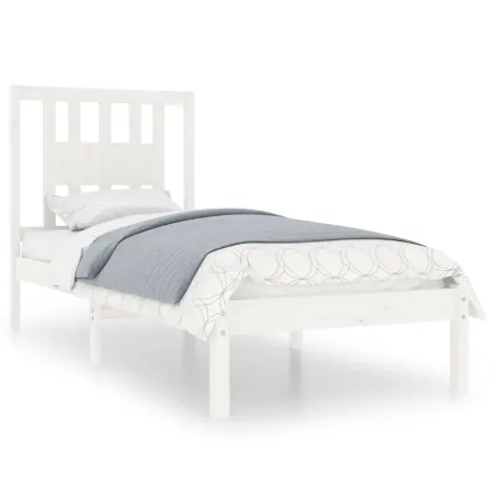 Cadre de lit sans matelas blanc bois massif 90x200 cm