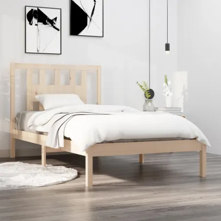 Cadre de lit sans matelas bois massif 100x200 cm