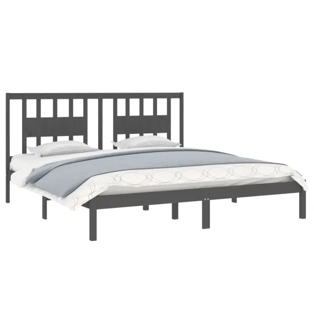 Cadre de lit sans matelas gris bois massif 200x200 cm
