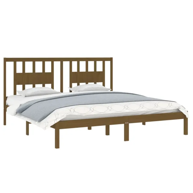 Cadre de lit sans matelas marron miel bois massif 200x200 cm