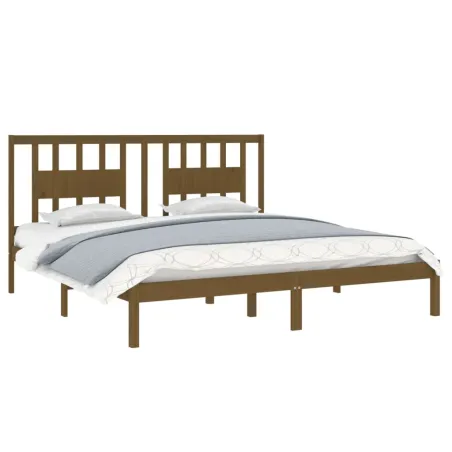 Cadre de lit sans matelas marron miel bois massif 200x200 cm