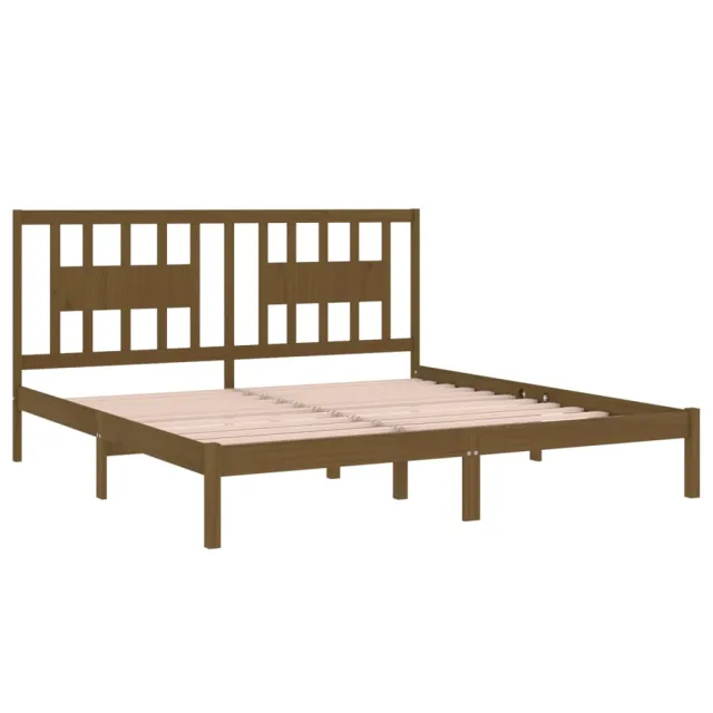 Cadre de lit sans matelas marron miel bois massif 200x200 cm