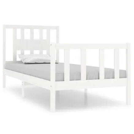 Cadre de lit sans matelas blanc bois massif 90x190 cm 2