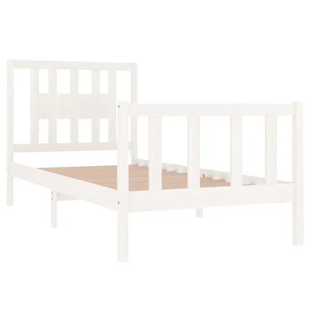 Cadre de lit sans matelas blanc bois massif 90x190 cm