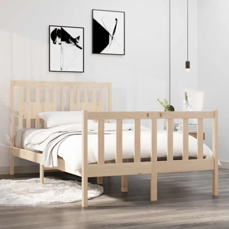 Cadre de lit sans matelas 120x190 cm bois massif