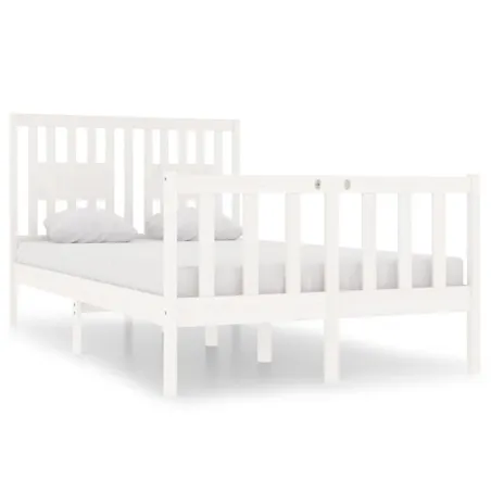 Cadre de lit sans matelas blanc 120x190 cm bois massif