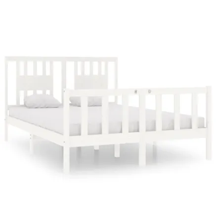 Cadre de lit sans matelas blanc 135x190 cm bois massif 2