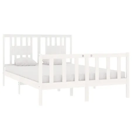 Cadre de lit sans matelas blanc 135x190 cm bois massif
