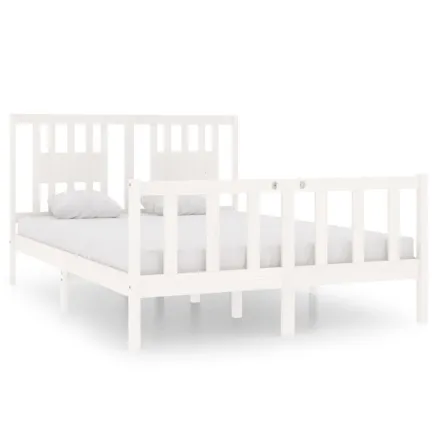 Cadre de lit sans matelas blanc 140x190 cm bois massif 2
