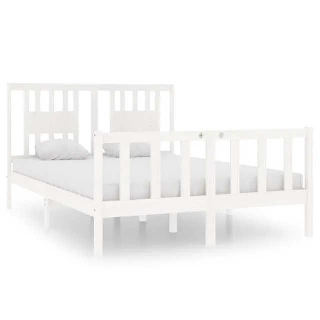 Cadre de lit sans matelas blanc 140x190 cm bois massif