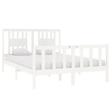 Cadre de lit sans matelas blanc 140x190 cm bois massif