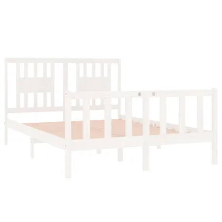 Cadre de lit sans matelas blanc 140x190 cm bois massif