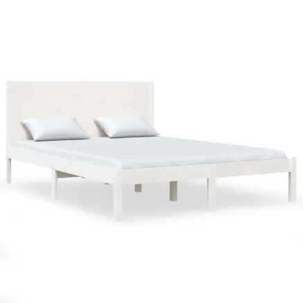 Cadre de lit sans matelas blanc 140x190 cm bois de pin massif 2