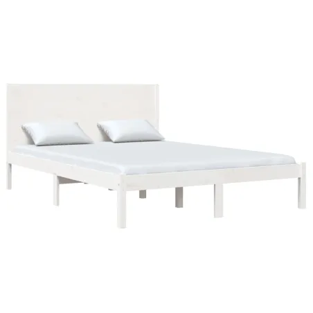 Cadre de lit sans matelas blanc 140x190 cm bois de pin massif