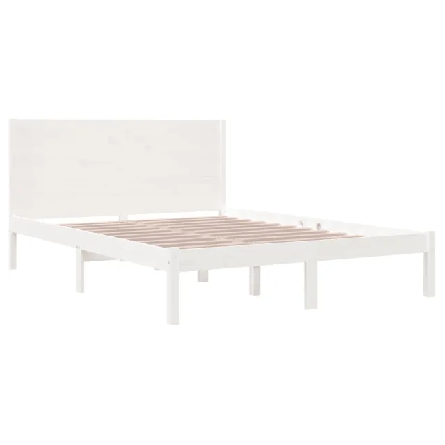 Cadre de lit sans matelas blanc 140x190 cm bois de pin massif