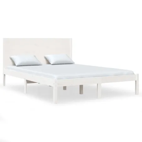 Cadre de lit sans matelas blanc 140x200 cm bois de pin massif