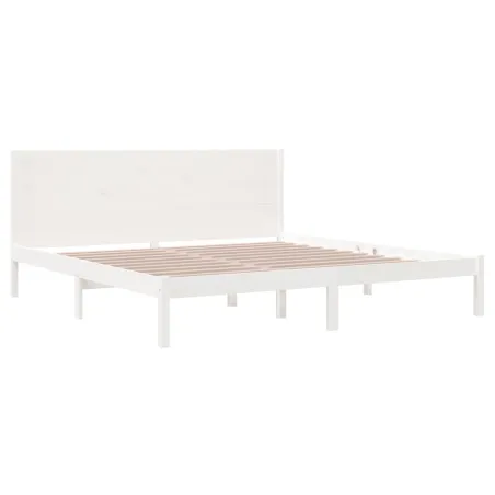 Cadre de lit sans matelas blanc 200x200 cm bois massif de pin