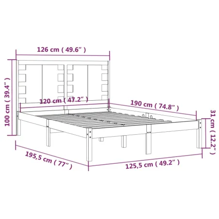 Cadre de lit sans matelas 120x190 cm bois massif