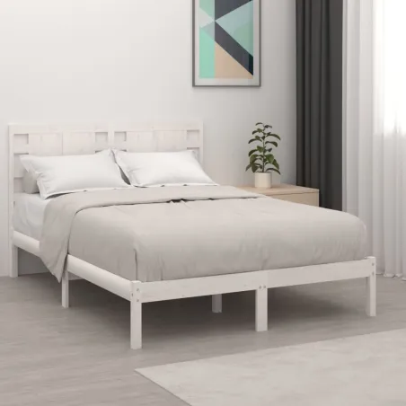 Cadre de lit sans matelas blanc 120x190 cm bois massif