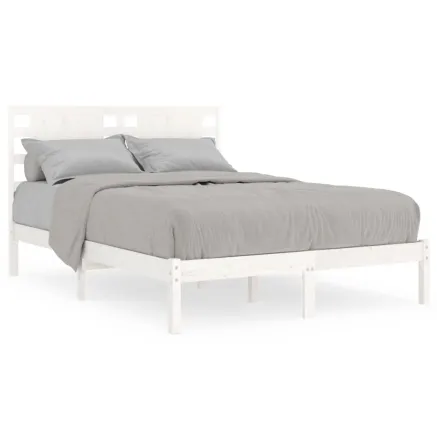 Cadre de lit sans matelas blanc 120x190 cm bois massif 2