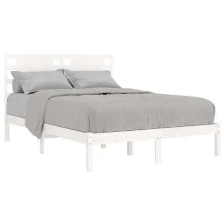 Cadre de lit sans matelas blanc 120x190 cm bois massif