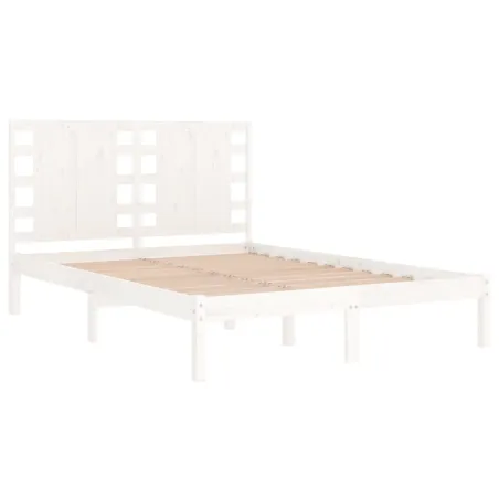 Cadre de lit sans matelas blanc 120x190 cm bois massif
