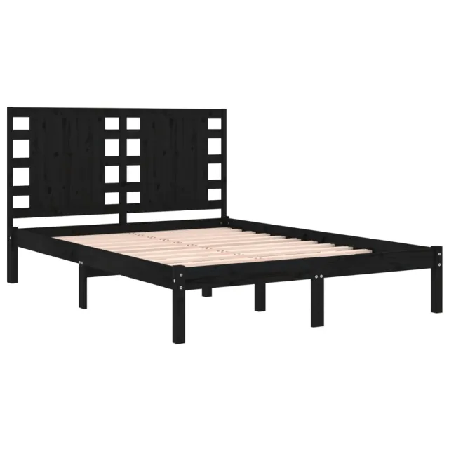 Cadre de lit sans matelas noir 140x190 cm bois de pin massif