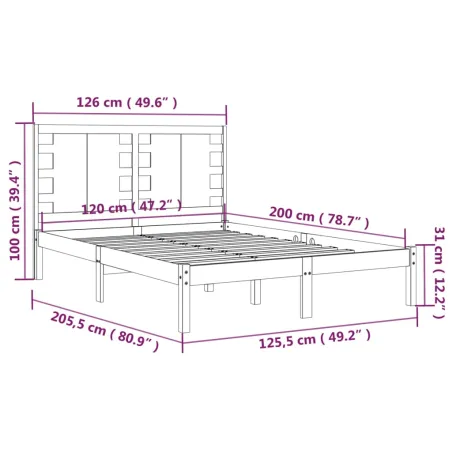 Cadre de lit sans matelas 120x200 cm bois de pin massif