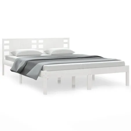 Cadre de lit sans matelas blanc 120x200 cm bois de pin massif